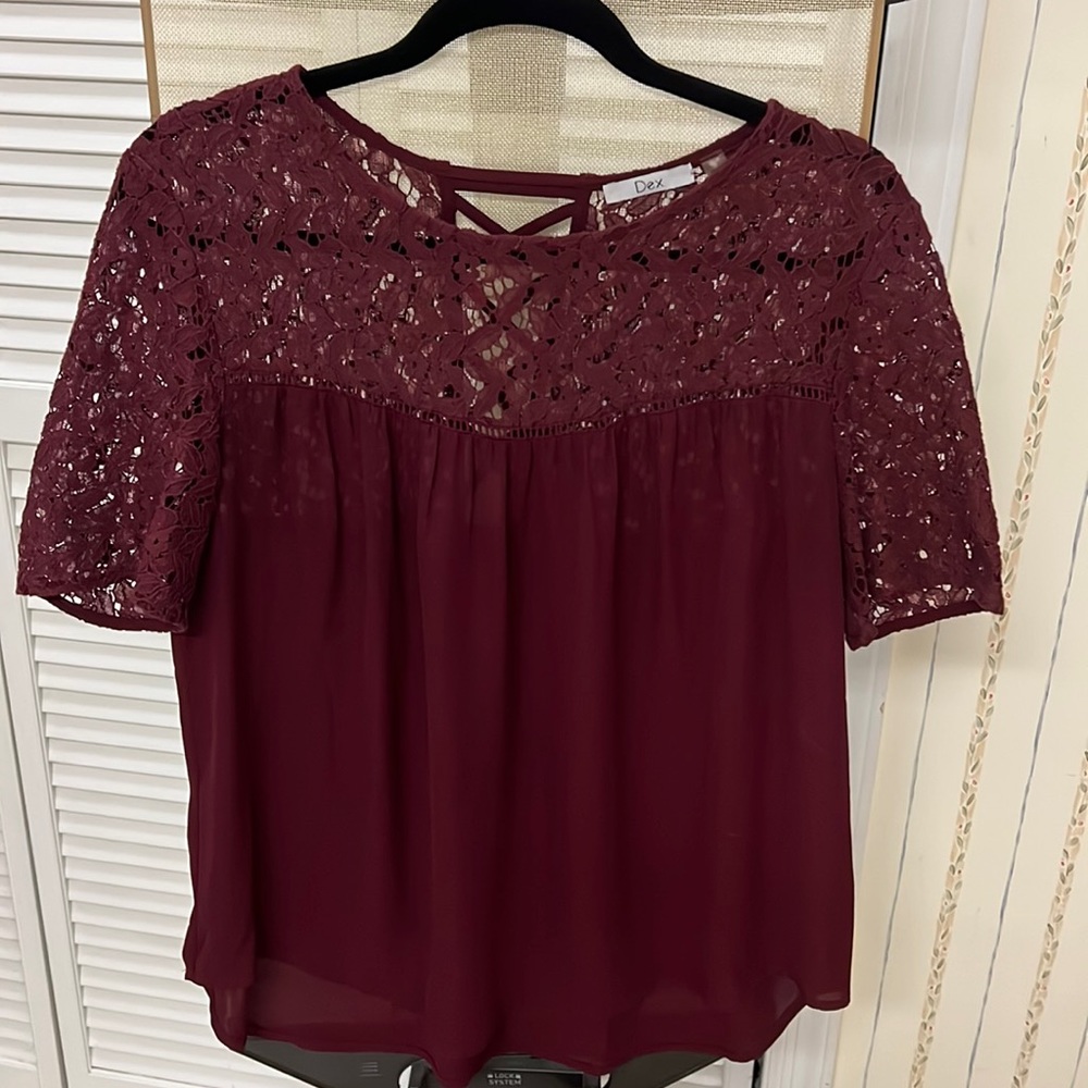 Wine color lace top by DEX size large